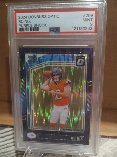 2024 Bo Nix Donruss Optic Purple Shock Rookie  Psa 9