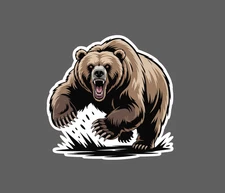 Grizzly Sticker Attack Bear Power Rage Wildlife Outdoor Gift Waterproof NEW