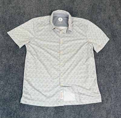 Toes on the noes Gray Geometric Button up Shirts Polyester Short Sleeve Size M