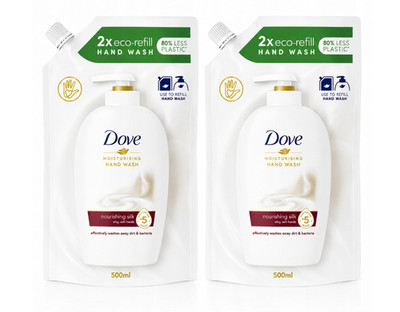 Dove Nourishing Silk Fine Silk Flüssigseife Nachfüllset mit 2 × 500 ml