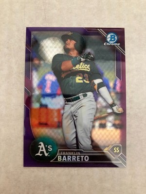 2016 Bowman Chrome #BCP160 A's FRANKLIN BARRETO Purple Refractor #25/250