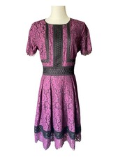 Eliza J Purple Lace Fit Flare Dress Womens Size 10 Cocktail Party Wedding Guest