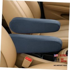 2PCS Car Front Seat Armrest Covers, Soft Elastic Fabric Car Armrest Blue