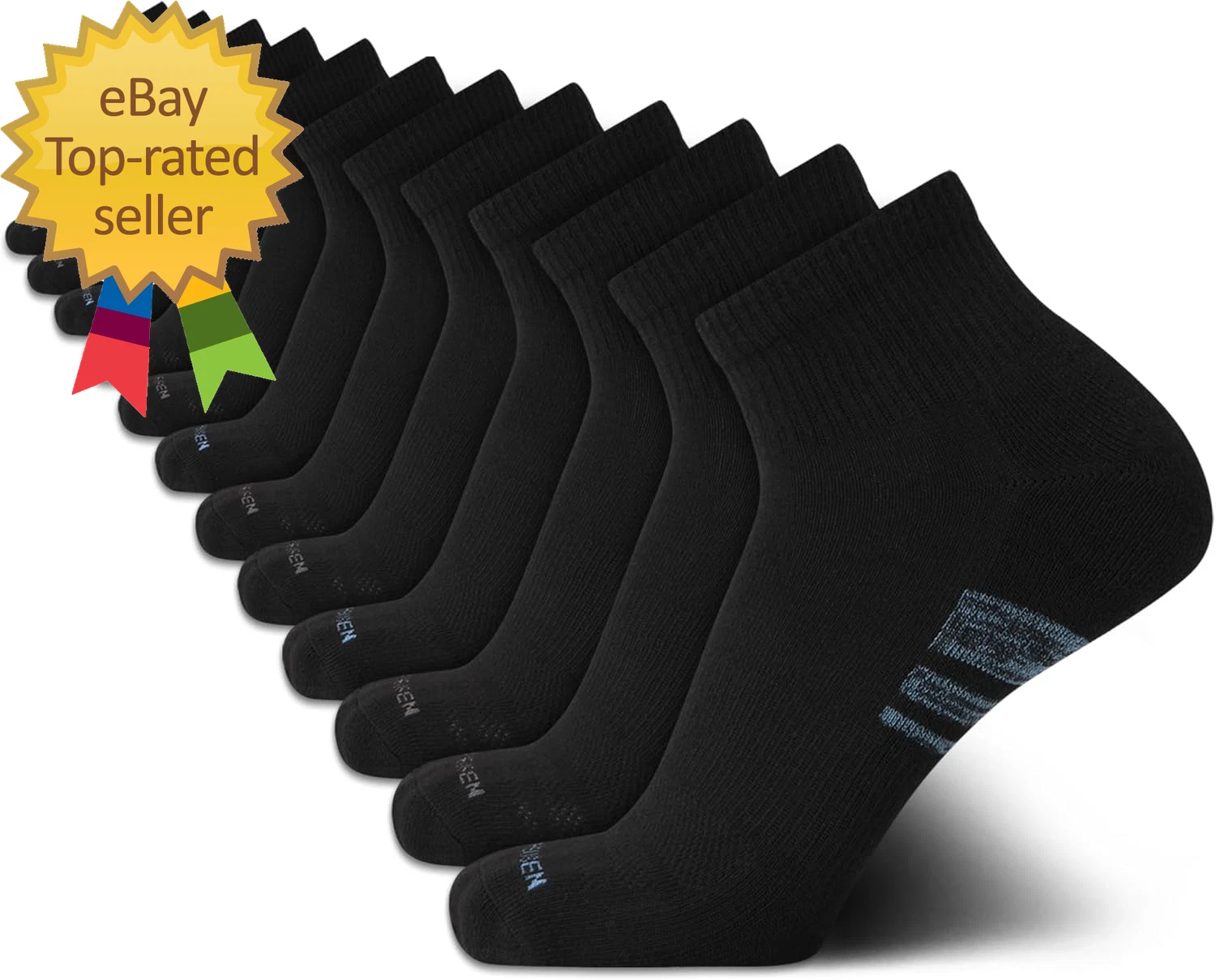 Mens Quarter Socks - 12 Pack Soft Stretch Moisture Wicking Cushioned Athletic