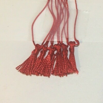 Hand Tied Tiny Antique Silk Thread Dollhouse Tassels By Georgie ATOMIC RED