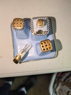 Art Deco Noritake Blue Luster Single Service Set Salt/Pepper and Mustard