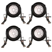 Flatbed Tie Down Kit with Rail Hook Ratchets and Wheel Basket Straps - Full Set