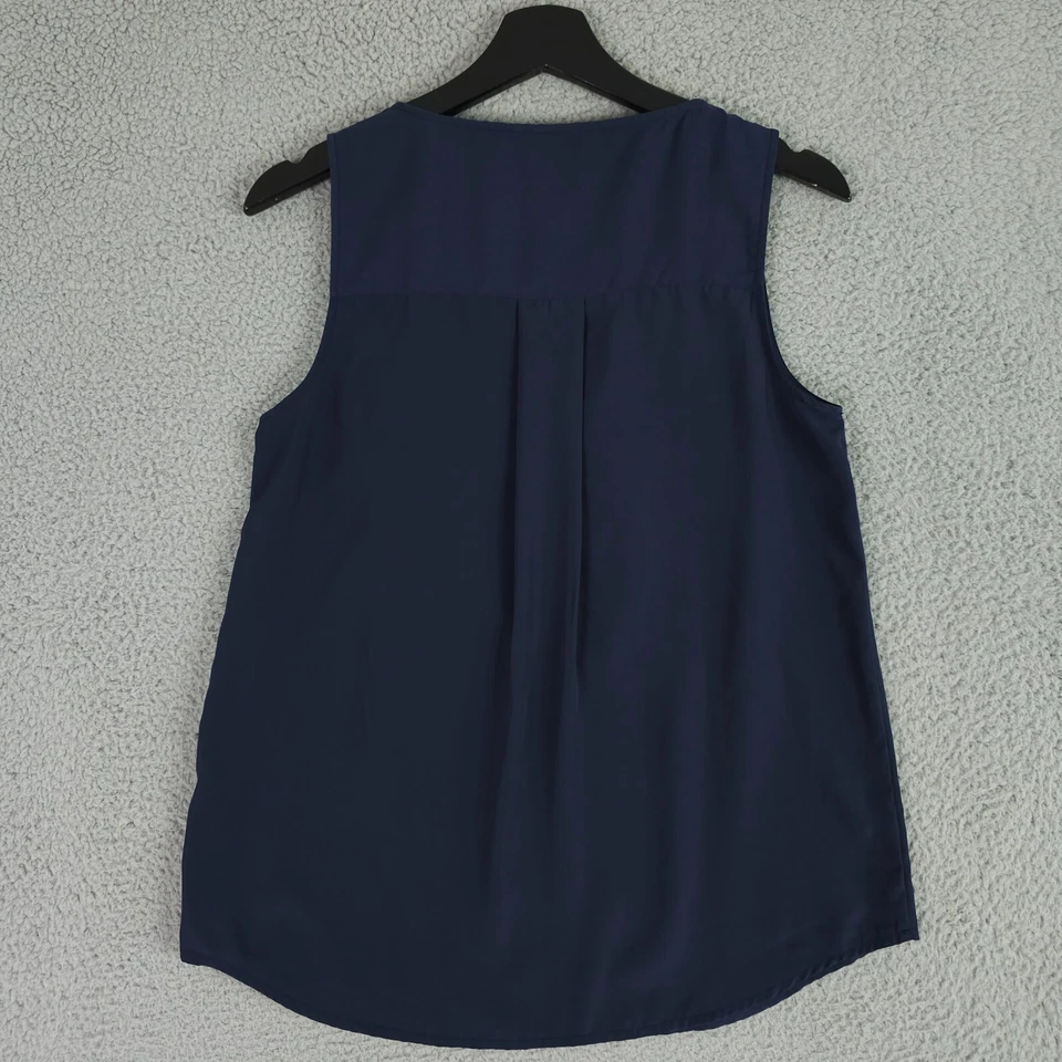 Camisa Tommy Hilfiger Para Mujer XS Azul Cuello en V Blusa Sin Mangas Plisada Espalda Camiseta sin Mangas Foto 2 de 4
