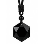 Obsidian Anhänger Stern Halskette schwarz Hexagramm Edelstein Schutz Kristall...