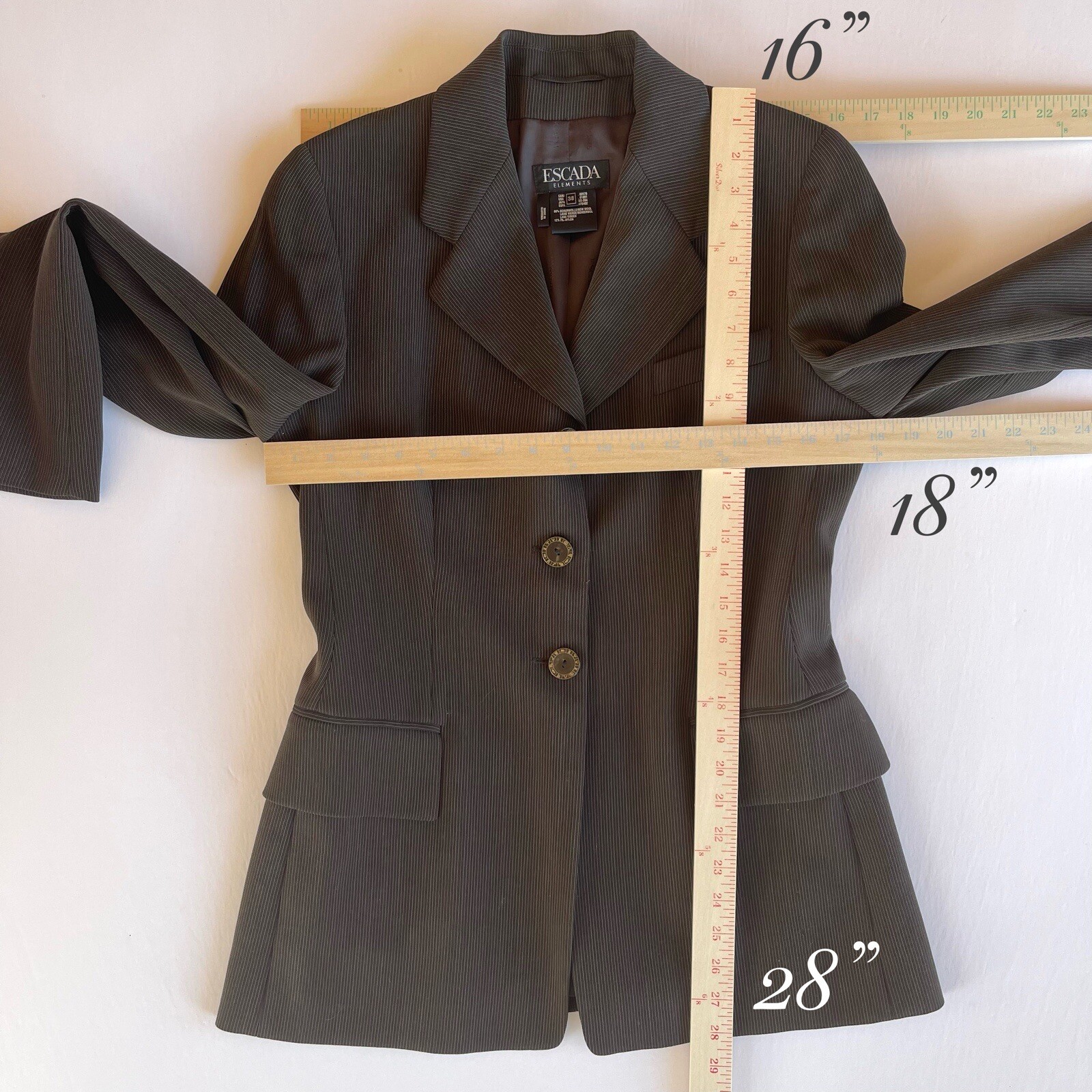 ESCADA ELEMENTS Wool Striped Blazer Jacket Brown … - image 8