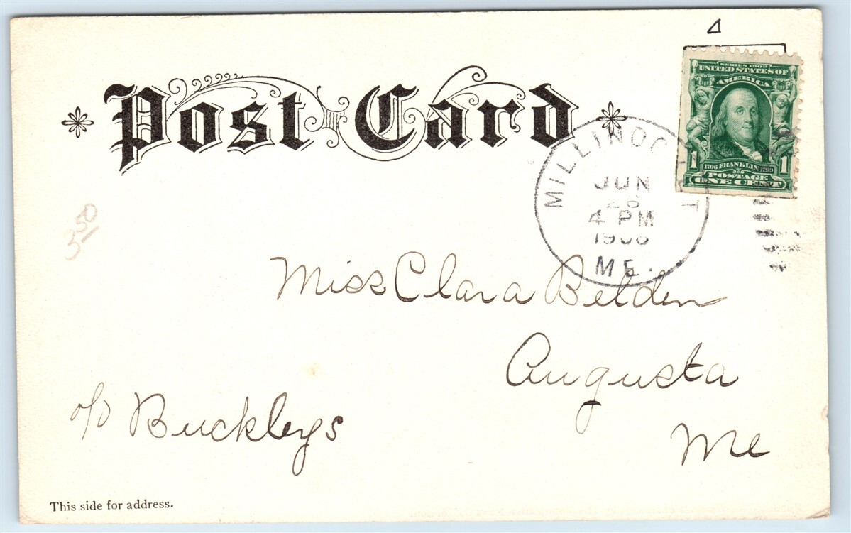 Postcard Mt Katahdin from Mountain View House, Millinocket, Maine 1900