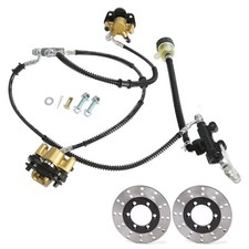 Go Kart Front Foot Brake Caliper Master Cylinder Rotors Assembly ATV Quad Buggy