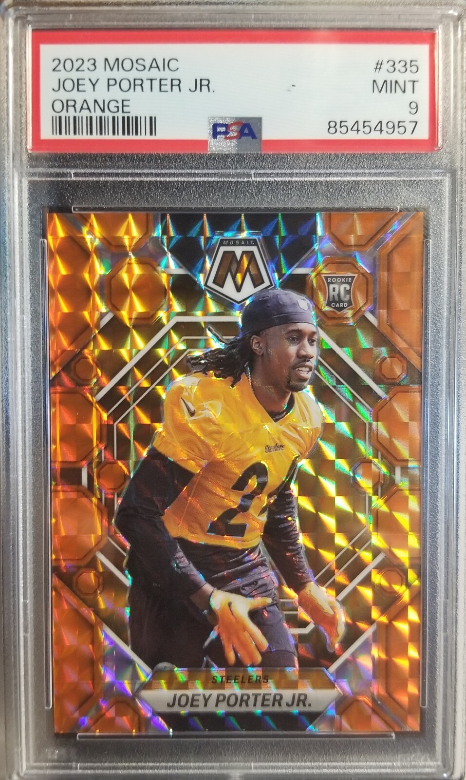 2023 Panini Mosaic Joey Porter Jr. #335 Orange Graded PSA 9 Steelers #161/199