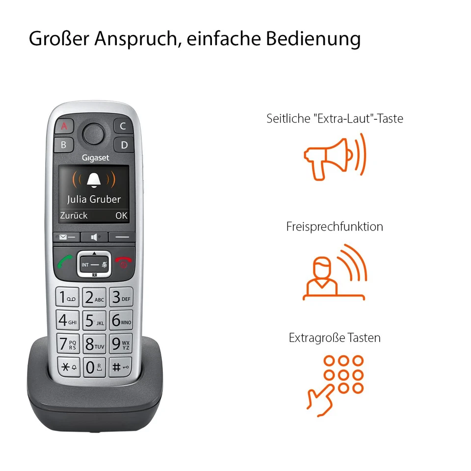 E560HX - DECT-Mobilteil mit Ladeschale - Fritzbox-kompatibel - Schnurloses Se... - Bild 4 von 4