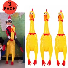 3 Pack Rubber Screaming Chicken Dog Pet Toys Shrilling Chew Sound Squeeze 6.5"