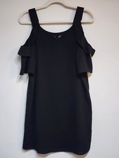 NWT AQUA Dress Shift Women Size Small Black Pullover Knee Length
