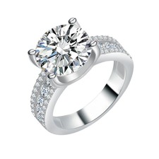 5 Carat Round Cut Moissanite Solitaire Engage...