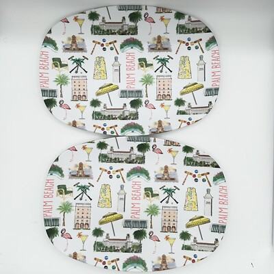 Two Palm Beach Decoware Polymer Serving Platters Satin Surface 14 X 10 In U.S.A.