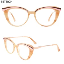 Fashion Women Colorful Acetate Eyeglass Frames Full Rim Cat Eye Reading Glasses