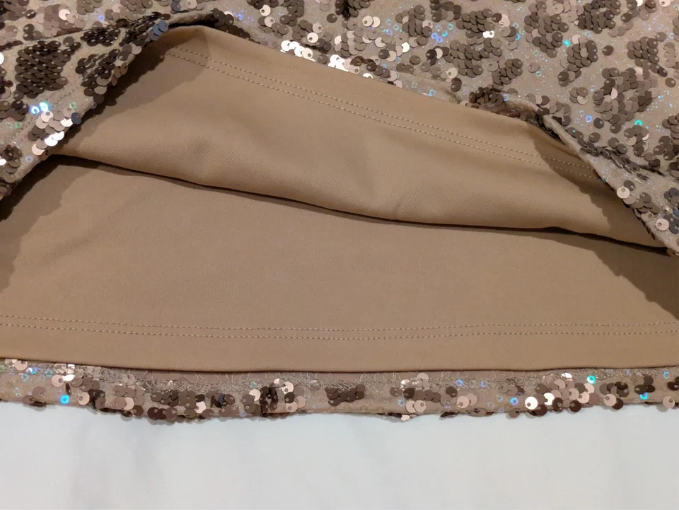 百合白色香槟金色虹彩亮片豹纹迷你裙中号 — 第 4/4 张图片