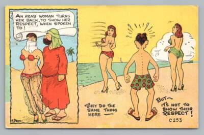 ''An Arab Girl Turns Her Back ~ They Do The Same Here'' Vintage Risque Comic 1953