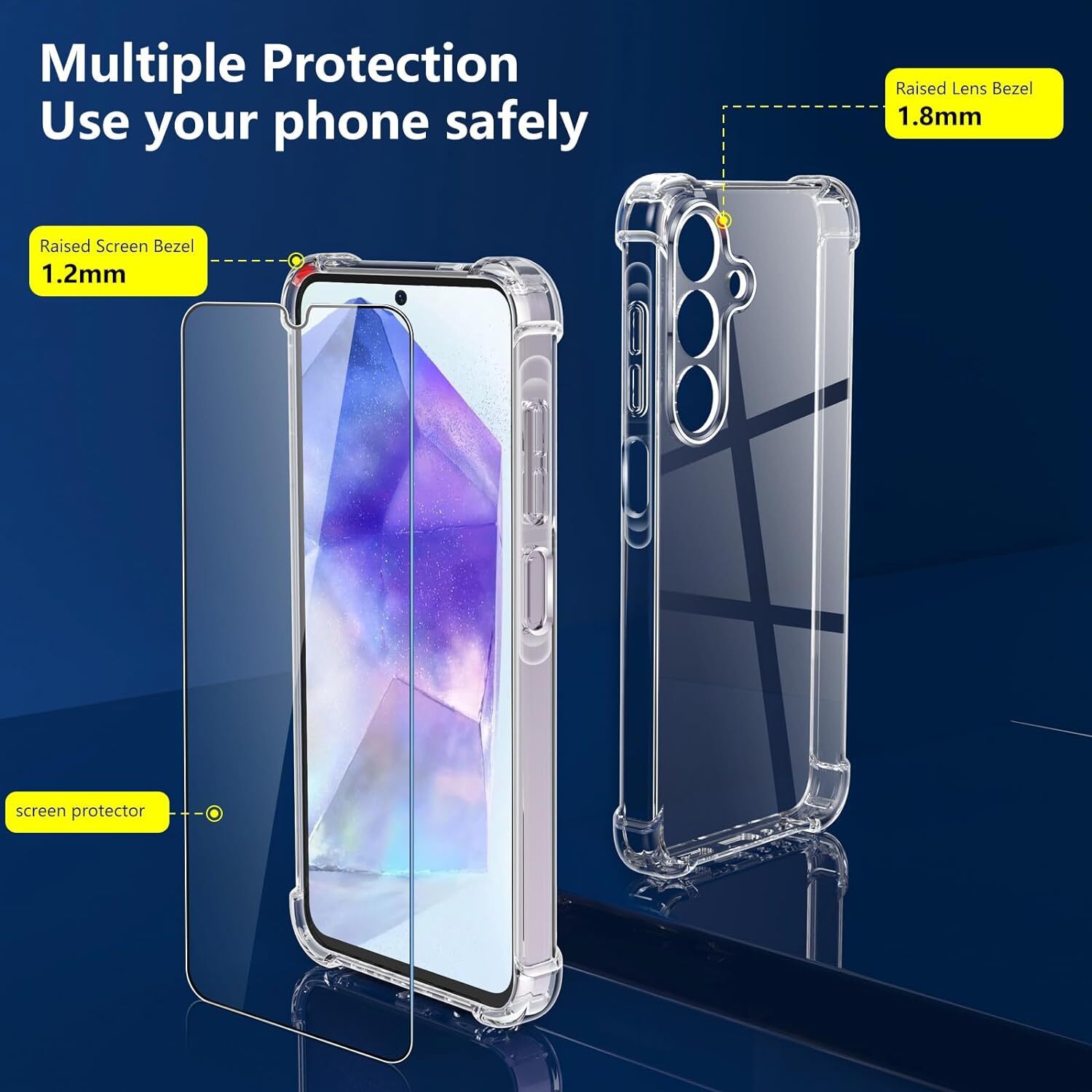 Case For Samsung A55 5G Clear Shockproof Phone Cover Glass Screen