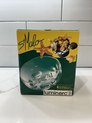 Luminarc Salad Bowls 4.5'' St. Malo SET of 4 Footed France 1994 Retired Unopened