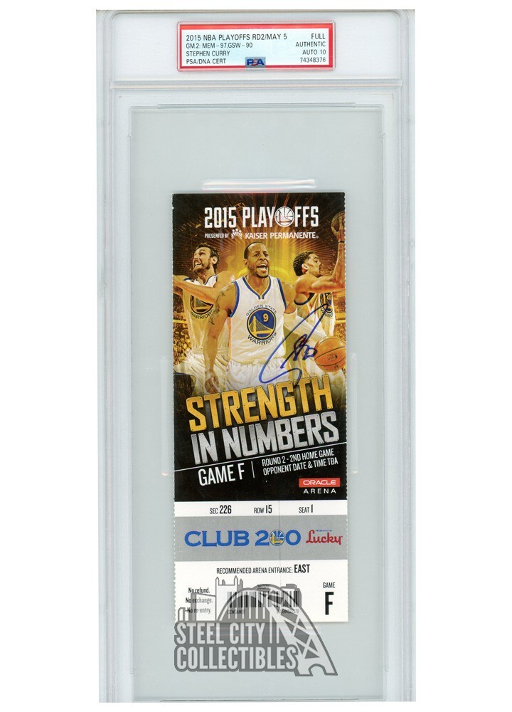 Stephen Curry Autographed 2015 Playoffs Round 2 Game 2 Ticket PSA Auth PSADNA 10