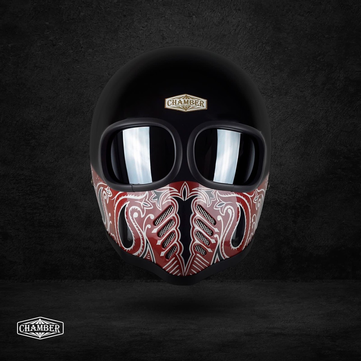 BEST SELLER! VINTAGE CUSTOM HELMET XF-GP BANDANA RED BOBBER
