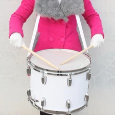 14 x10inch Marching Drum Drumsticks Key Strap White