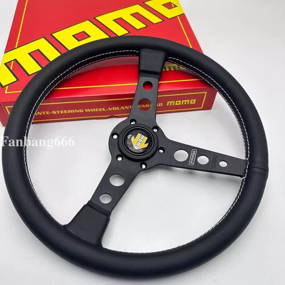 350mm 14' MOMO prototipo Genuine Leather Thickened Spoke Sport