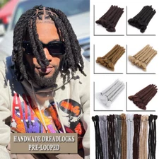 Short Dreadlocks Hippie Men 100% Synthetic Handmade Hair Extensions Dread Locs