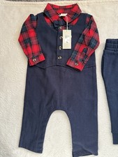 River Island Baby Boy 6 to 9 Months Navy Blue Long Sleeve Formal Suite New Tags