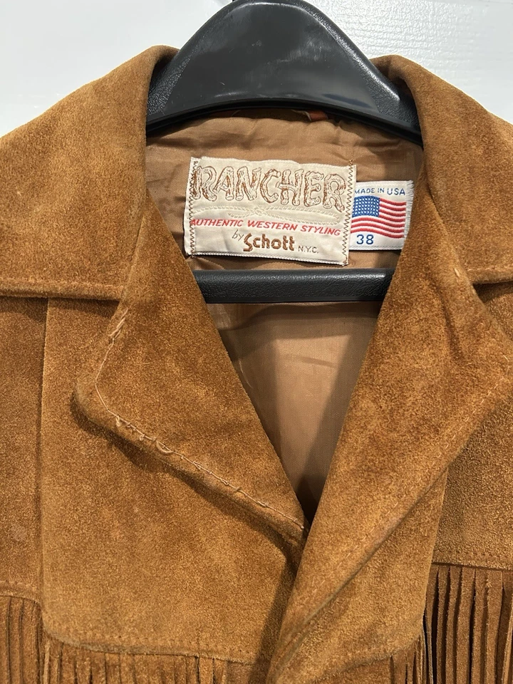 Vintage Schott Rancher Fringe Suede Jacket USA Size 38 - Image 4 of 4