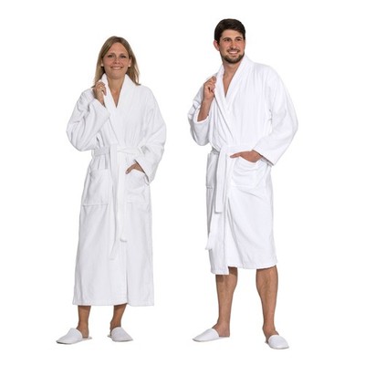 Bademantel Morgenmantel Saunamantel mit Schalkragen weiß, unisex in S-XXL