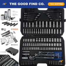 201-Piece Mechanic Socket Tool Set with Case, SAE & Metric, Chrome-Vanadium Stee