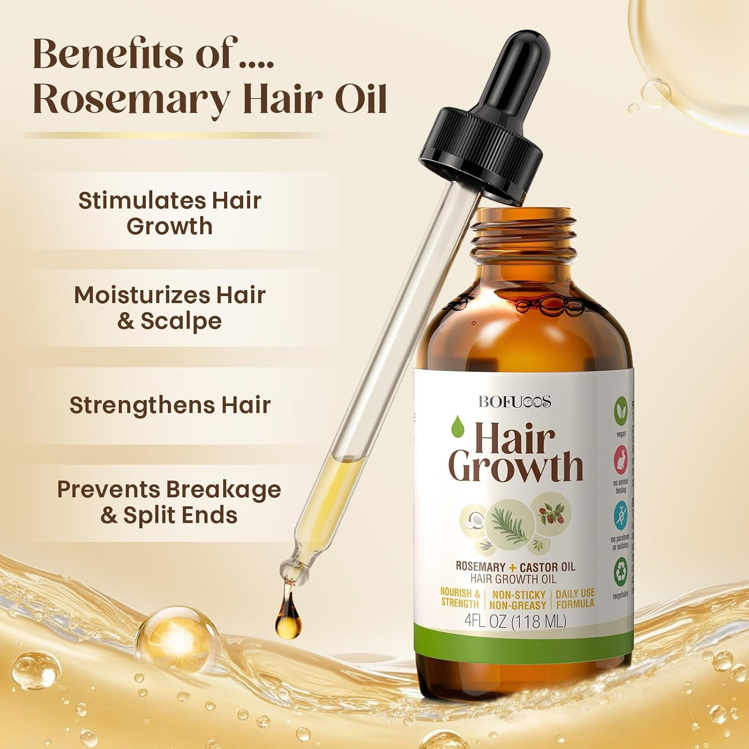 Set Bio Capelli Lunghi e Forti: Olio di Ricino, Rosmarino e Massaggiatore - 3