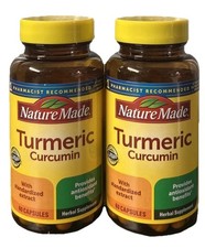 Nature Made Turmeric Curcumin 500 mg Capsules 120 Count 60 Each X2 Exp 8/2028