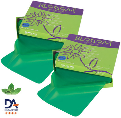 2 X Green Dental Dam 5 × 5  Rubber Latex Clinical Isolation Barrier Sheet 104Pcs
