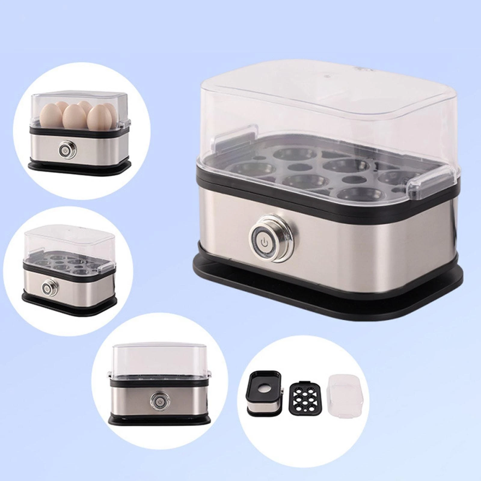 Egg Cooker US Adapter Cookware Compact Eggs Steamer for Office Home Cooking