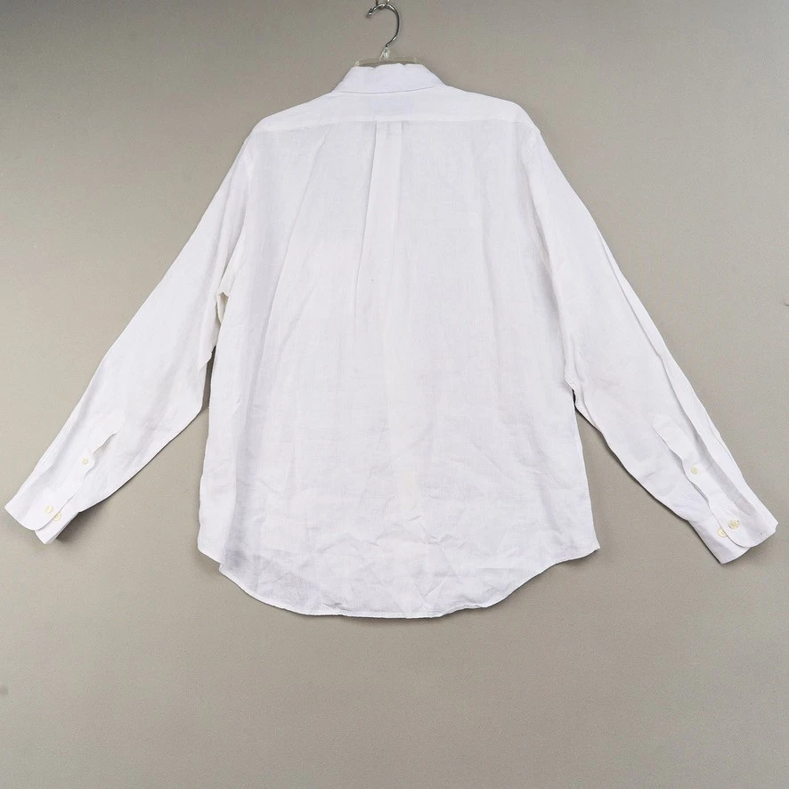 Camisa de lino Brooks Brothers para hombre L blanca abotonada lino irlandés Foto 3 de 4