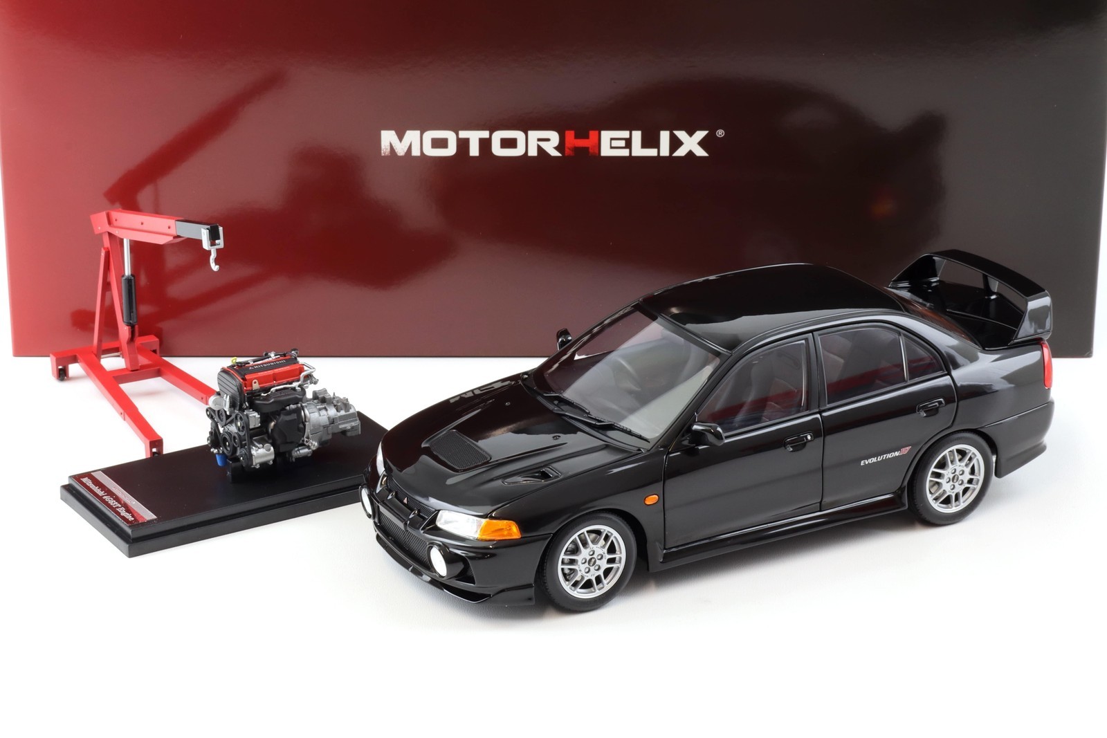1:18 MOTORHELIX Mitsubishi Lancer Evo 4 IV Pyreness Black 1999 With Engine