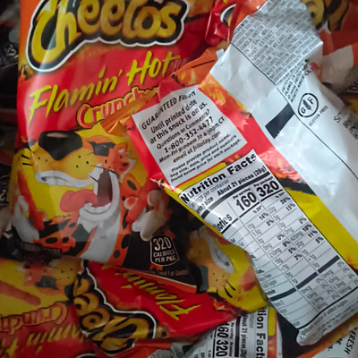 60 pcs. Cheetos Flamin' Hot Crunchy Chips, Single 2 oz Bag 
