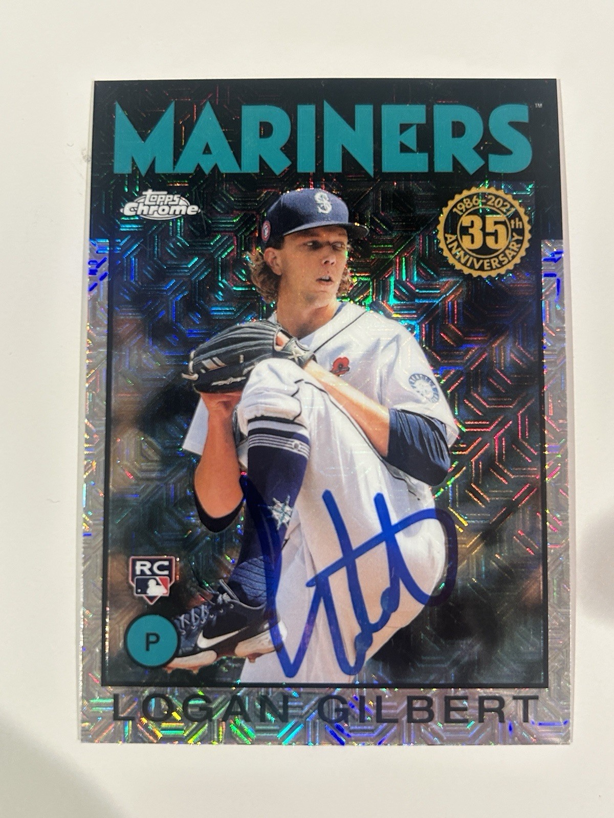 Signed 2021 Topps Update #86C-8 Logan Gilbert RC Chrome Seattle Mariners Auto