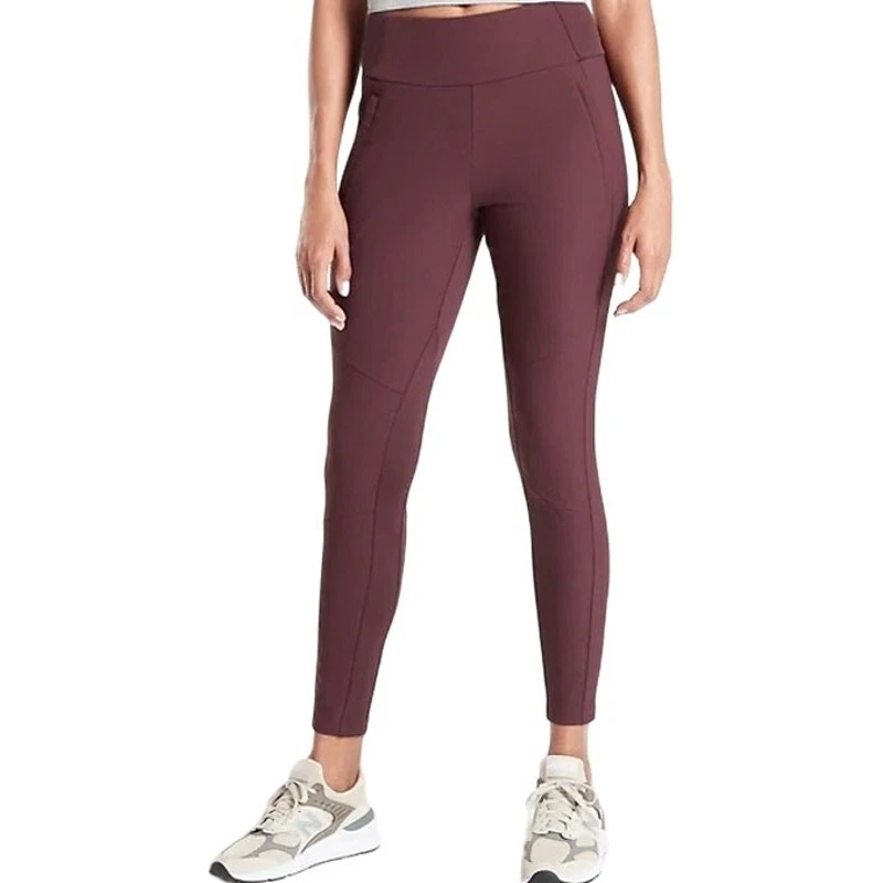 Athleta Headlands Hybrid Trek Tight Cargo Trek Tech Sculptek Light Maroon 4