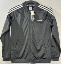 Adidas Track Jacket Youth Size Large 16 18 Black Full Zip NWT