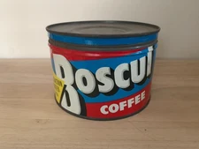 Vintage Boscul Blue empty 1 Lb Coffee Can Tin Open with Lid