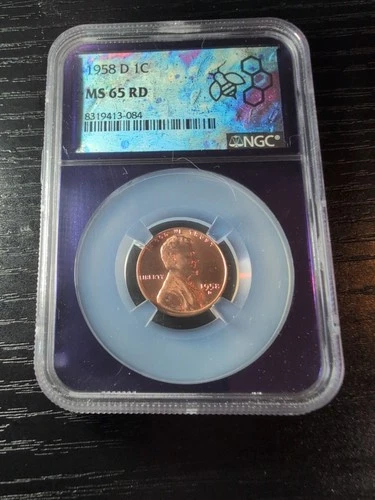 1958-D Lincoln Wheat Cent/Penny NGC MS65 RD Red PURPLE CORE/Trader Bea