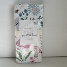 Pottery Barn Baby Wildflower Butterfly Organic Crib Fitted Sheet NEW 