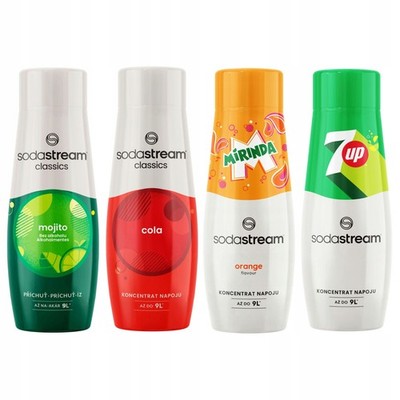 SODASTREAM Cola + Mirinda + 7Up + Mojito Sirupe für Soda Fountain 4 Stk.